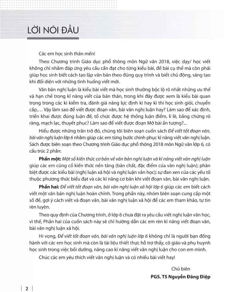 ĐỂ VIẾT TỐT ĐOẠN VĂN, BÀI VĂN NGHỊ LUẬN LỚP 6 (Theo chương trình GDPT 2018)